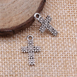 WYSIWYG 20pcs 11x18mm Charms Flower Cross Antique Silver Color Alloy DIY Jewelry Making Accessories