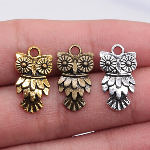 20pcs 11x20mm Animal Charm Owl Pendant 3 Colors DIY Retro Jewelry Bracelet Necklace Charms Pendant ef4368