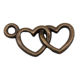 WYSIWYG 20pcs 11x21mm Antique Silver Color Heart To Heart Charms For Jewelry Making