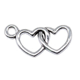 WYSIWYG 20pcs 11x21mm Antique Silver Color Heart To Heart Charms For Jewelry Making