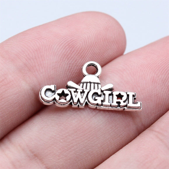 WYSIWYG 20pcs 11x22mm Antique Silver Color Cowgirl Girl Charms Pendant For DIY Jewelry Making Handmade Jewelry Craft Findings
