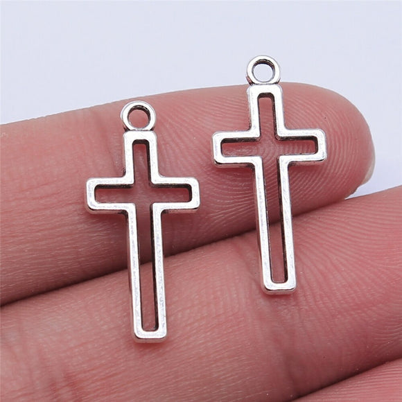 WYSIWYG 20pcs 11x24mm Hollow Cross Charms Pendant For Jewelry Making DIY Jewelry Findings