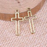 WYSIWYG 20pcs 11x24mm Hollow Cross Charms Pendant For Jewelry Making DIY Jewelry Findings