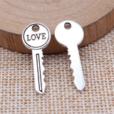 WYSIWYG 20pcs 11x27mm Antique Silver Color Love Key Charms Pendant For DIY Jewelry Making Handmade Jewelry Craft Findings