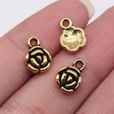 WYSIWYG 20pcs 11x8mm Antique Gold Color Flower Charms Pendant For Jewelry Making DIY Jewelry Findings