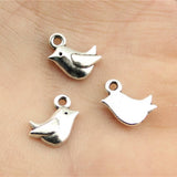 WYSIWYG 20pcs 11x8mm Tiny Bird Charm Cute Bird Charms For Jewelry Making Antique Silver Color Bird Charms