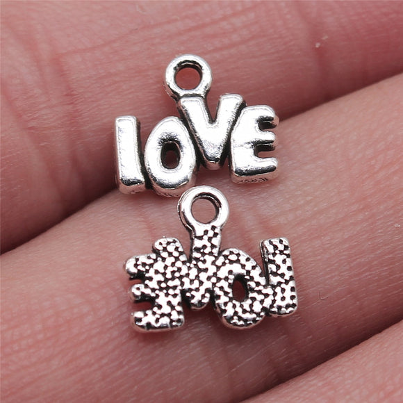 WYSIWYG 20pcs 12x10mm Antique Silver Color Antique Bronze Tiny Word Love Charm Love Word Charm Tiny Love Word Charm