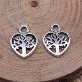 WYSIWYG 20pcs 12x10mm Antique Silver Color Heart Tree Of Life Charms Pendant For Jewelry Making DIY Jewelry Findings
