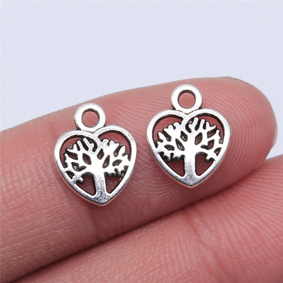 WYSIWYG 20pcs 12x10mm Antique Silver Color Heart Tree Of Life Charms Pendant For Jewelry Making DIY Jewelry Findings