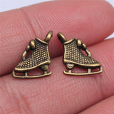 WYSIWYG 20pcs 12x10mm Skate Charms Pendants For Jewelry Making 2 Colors Antique Silver Plated Antique Bronze Plated