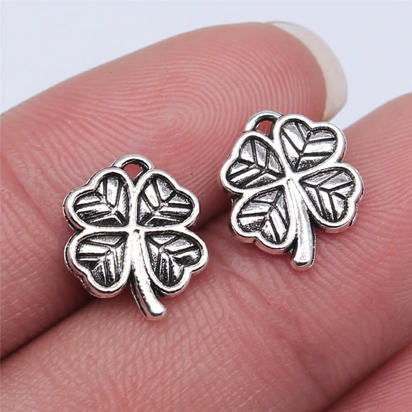 WYSIWYG 20pcs 12x11mm Antique Silver Color Four Leaf Clover Charms Pendant For Jewelry Making DIY Jewelry Findings