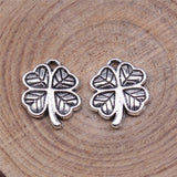 WYSIWYG 20pcs 12x11mm Antique Silver Color Four Leaf Clover Charms Pendant For Jewelry Making DIY Jewelry Findings