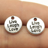 WYSIWYG 20pcs 12x12mm Antique Silver Color Live Laugh Love Handmade Charms Pendant DIY For Bracelet Necklace