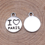 WYSIWYG 20pcs 12x12mm I Love Paris Pendant Charms Antique Silver Color For Jewelry Making Zinc Alloy Jewelry Findings