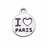 WYSIWYG 20pcs 12x12mm I Love Paris Pendant Charms Antique Silver Color For Jewelry Making Zinc Alloy Jewelry Findings