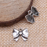 WYSIWYG 20pcs 12x15mm Bow Pendant Charms Antique Silver Color For Jewelry Making Zinc Alloy Jewelry Findings