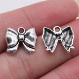 WYSIWYG 20pcs 12x15mm Bow Pendant Charms Antique Silver Color For Jewelry Making Zinc Alloy Jewelry Findings