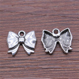 WYSIWYG 20pcs 12x15mm Bow Pendant Charms Antique Silver Color For Jewelry Making Zinc Alloy Jewelry Findings