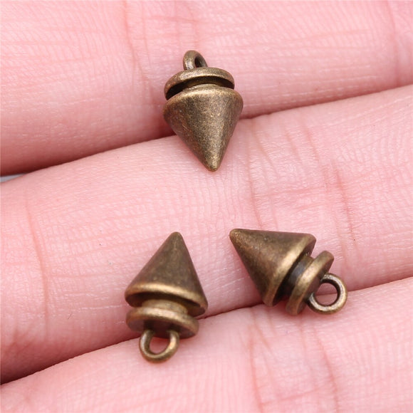 WYSIWYG 20pcs 12x7mm Charms 3D Awl Antique Bronze Color Pendant 3D Awl Charms For Jewelry Making Jewelry Findings