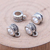 WYSIWYG 20pcs 12x8x5mm Carved Love Bails Beads Charms Antique Silver Color Jewelry Findings Jewelry Accessories
