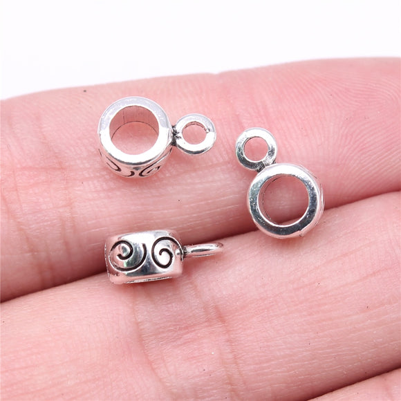 20pcs 12x8x5mm Carved Tee Bails Beads Charms Antique Silver Color Jewelry Findings Jewelry Accessories EF3905
