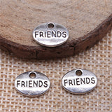 WYSIWYG 20pcs 12x9mm 2 Colors Letter &quot;Friends&quot; Word Pendant Charms Metal Bracelet Necklace Jewelry Findings