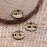 WYSIWYG 20pcs 12x9mm 2 Colors Letter &quot;Friends&quot; Word Pendant Charms Metal Bracelet Necklace Jewelry Findings