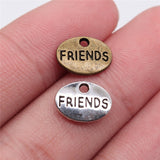 WYSIWYG 20pcs 12x9mm 2 Colors Letter &quot;Friends&quot; Word Pendant Charms Metal Bracelet Necklace Jewelry Findings