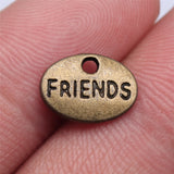 WYSIWYG 20pcs 12x9mm 2 Colors Letter &quot;Friends&quot; Word Pendant Charms Metal Bracelet Necklace Jewelry Findings