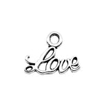 WYSIWYG 20pcs 13x10mm Antique Silver Color Love Word Charm Small Word Love Charm Tiny Love Charm For Jewelry Making