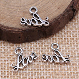 WYSIWYG 20pcs 13x10mm Antique Silver Color Love Word Charm Small Word Love Charm Tiny Love Charm For Jewelry Making