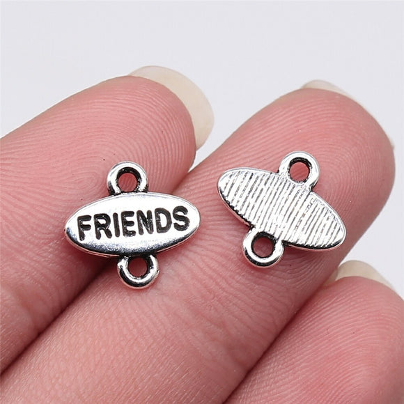 WYSIWYG 20pcs 13x12mm Friends Connector Pendant Charms Antique Silver Color For Jewelry Making Zinc Alloy Jewelry Findings