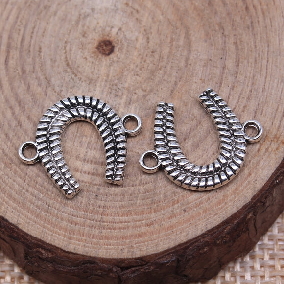 WYSIWYG 20pcs 13x15mm Antique Silver Color Horseshoe Connector Charms For Jewelry Making DIY Jewelry Findings