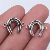 WYSIWYG 20pcs 13x15mm Antique Silver Color Horseshoe Connector Charms For Jewelry Making DIY Jewelry Findings