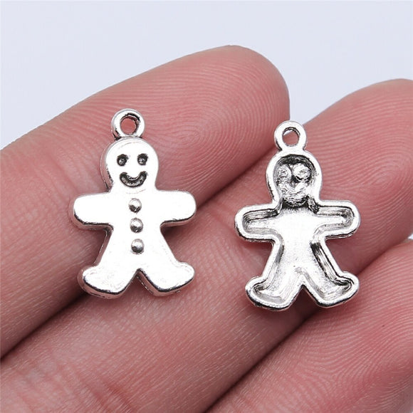 WYSIWYG 20pcs 13x19mm Antique Silver Color Antique Bronze Color Gingerbread Man Charms For Jewelry Making DIY Jewelry Findings