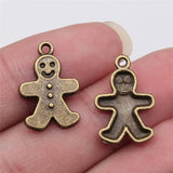 WYSIWYG 20pcs 13x19mm Antique Silver Color Antique Bronze Color Gingerbread Man Charms For Jewelry Making DIY Jewelry Findings