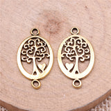 WYSIWYG 20pcs 13x23mm Antique Silver Color Oval Heart Tree Connector Charms Connector For Jewelry Making Jewelry Findings