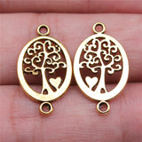 WYSIWYG 20pcs 13x23mm Antique Silver Color Oval Heart Tree Connector Charms Connector For Jewelry Making Jewelry Findings