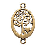 WYSIWYG 20pcs 13x23mm Antique Silver Color Oval Heart Tree Connector Charms Connector For Jewelry Making Jewelry Findings