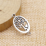 WYSIWYG 20pcs 13x23mm Antique Silver Color Oval Heart Tree Connector Charms Connector For Jewelry Making Jewelry Findings