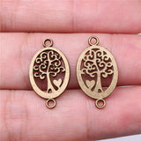 WYSIWYG 20pcs 13x23mm Antique Silver Color Oval Heart Tree Connector Charms Connector For Jewelry Making Jewelry Findings