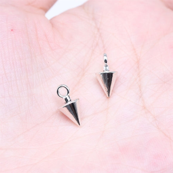 WYSIWYG 20pcs 13x6mm Antique Silver Color Cone Charms For Jewelry Making