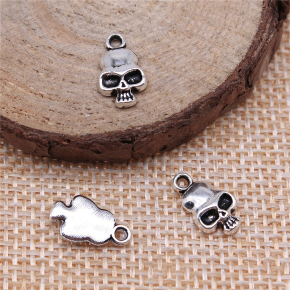 WYSIWYG 20pcs 13x7mm Antique Silver Color Skull Charms Small Skull Charms Tiny Skull Charms For Jewelry Making