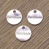 WYSIWYG 20pcs 14mm Charms Round Handmade Plate Antique Silver Color Pendant Round Handmade Plate Charms Jewelry Findings
