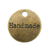 WYSIWYG 20pcs 14mm Charms Round Handmade Plate Antique Silver Color Pendant Round Handmade Plate Charms Jewelry Findings