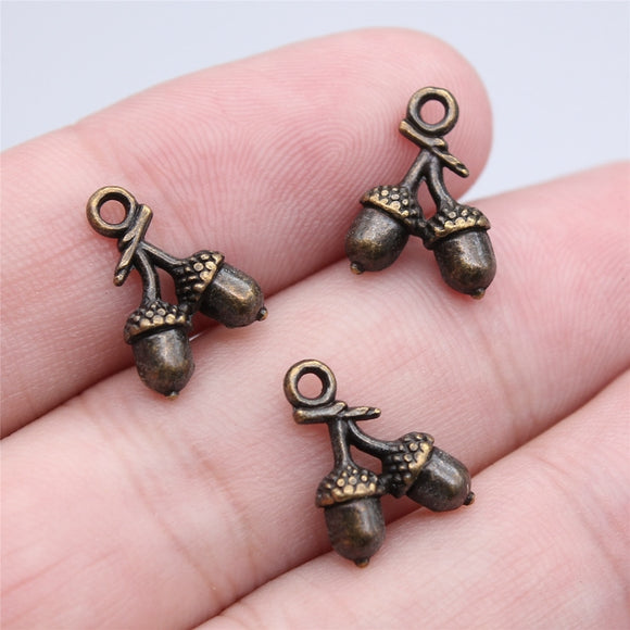 WYSIWYG 20pcs 14x10mm Antique Bronze Color Antique Silver Color Hazelnut Acorn Charms For Jewelry Making