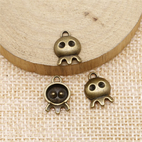 WYSIWYG 20pcs 14x10mm Ghost Charms For Jewelry Making Vintage Antique Bronze Color Jewelry Findings