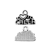 WYSIWYG 20pcs 14x10mm I Love To Cheer Charms For Jewelry Making Antique Silver Color Charm Pendant Jewelry Accessories