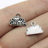 WYSIWYG 20pcs 14x10mm I Love To Cheer Charms For Jewelry Making Antique Silver Color Charm Pendant Jewelry Accessories