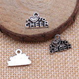 WYSIWYG 20pcs 14x10mm I Love To Cheer Charms For Jewelry Making Antique Silver Color Charm Pendant Jewelry Accessories